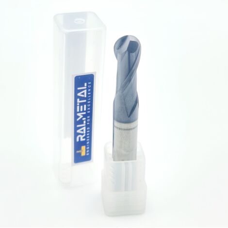 Fraise sphérique VHM - Fi5 R2,5 x 10 x 50 mm - 45 HRC (1/2)