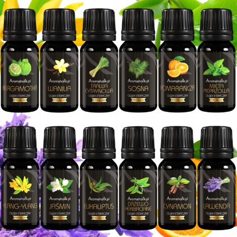 Huiles essentielles naturelles pour aromathérapie, lot de 12.