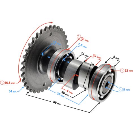 Arbre à cames pour scooter Hurricane 4T 50cc (1/4)