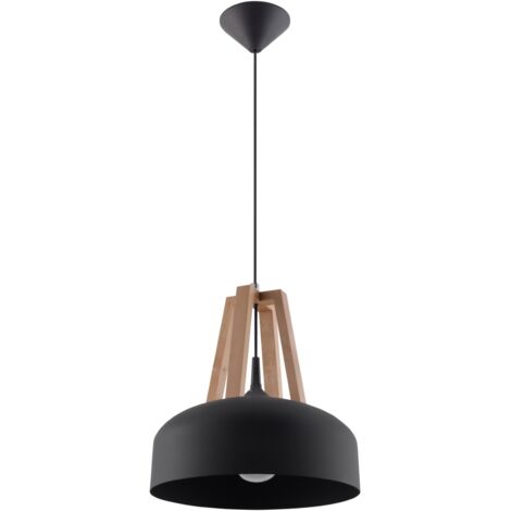 LAMPE SUSPENDUE SATURA 1 E27 BOIS NOIR LUMILO 03.139.90 (1/5)