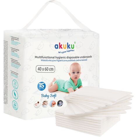 AKUKU Baby Matelas à langer jetables Soft 40x60 cm (a0500) 1 paquet - 15 pièces.