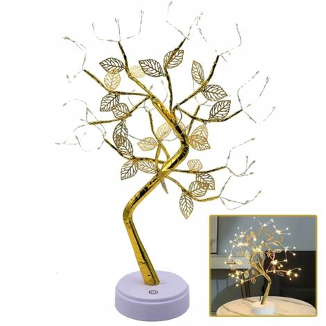 Arbre décoratif LED 50 cm doré - 72 LED, alimentation USB/piles - Lampe décorative (1/5)
