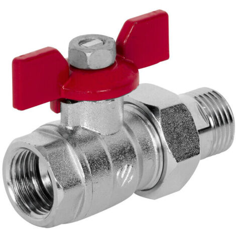 Vanne à Bille Papillon EFIELD 3/4" X 3/4" Laiton Sans Plomb - Pour Tuyaux PEX, Poignée Rouge