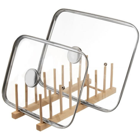 Couvercle et support en bois pour assiette 35,5 x 13,5 x 11 cm