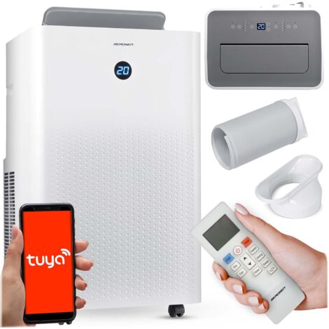 Climatiseur mobile silencieux 14000 BTU – 5 en 1 : refroidissement, chauffage, déshumidification, ventilation – Wi-Fi, 37 l/24 h