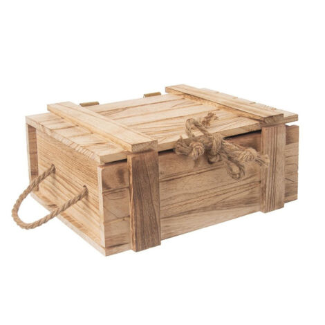 Boîte de rangement en bois avec couvercle 30x21x12 cm