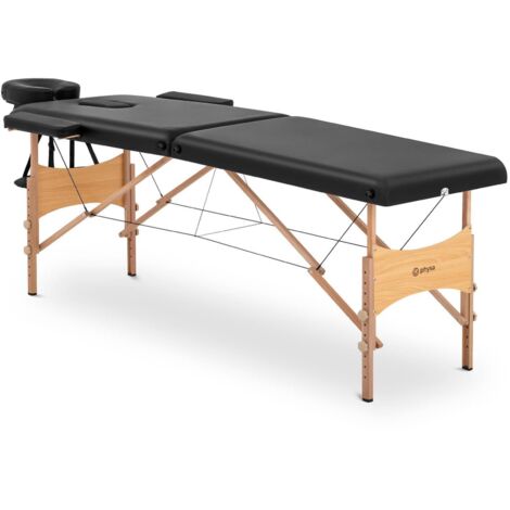Table de massage pliante - physa - 70 cm - Bois de hêtre / PVC - Hauteur de la table : 620-870mm - Noir (1/5)