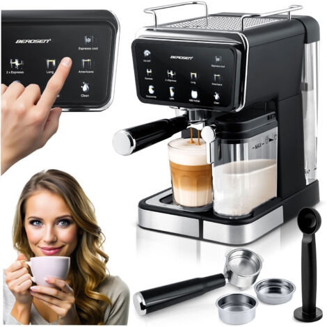Machine à café Berdsen BD-773 noire avec mousseur à lait 20 bars