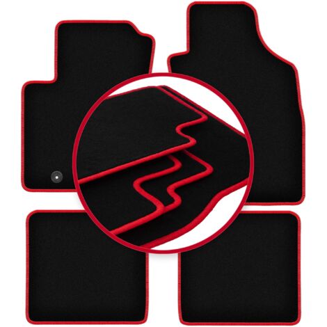 Tapis de sol en velours à bordure rouge pour : Fiat 500 cabriolet, hatchback (2007-2013) (1/5)