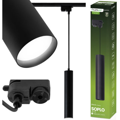 Rail de suspension pour lampe LED GU10, 29 cm, noir, avec spot intégré. (1/5)