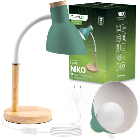 Lampe de bureau décorative pour table à dessin scolaire E27 NIKO Vert Lumiled