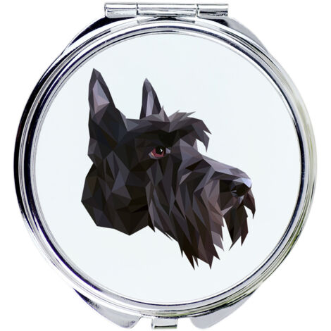 Scottish Terrier, Aberdeen Terrier - Miroir avec photo et inscription géométrique par Art-Dog (1/3)