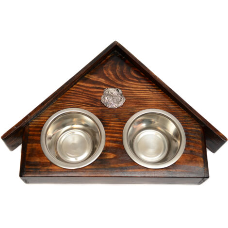 Griffon Bruxellois I - support en bois avec gamelles pour chien, gamelles décoratives pour chien, un cadeau pour adopter un chien d'Art-Dog (1/5)