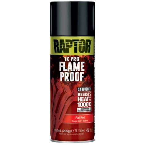 Peinture ignifuge Haute température Rouge Mat 352ml Raptor