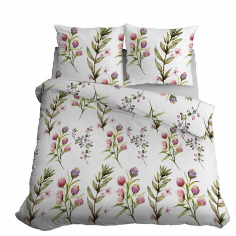 Parure de lit en satin 160x200 Fleurs de printemps