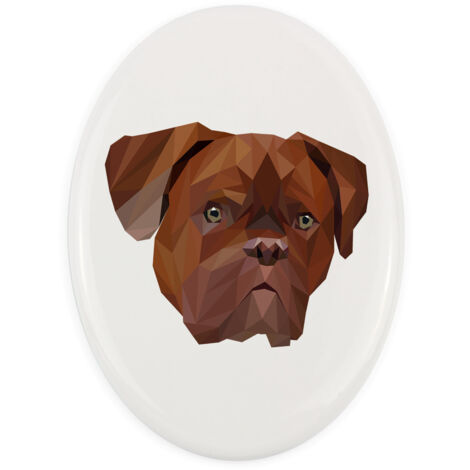 Dogue de Bordeaux, Dogue de Bordeaux - plaque avec photo et inscription géométrique par Art-Dog (1/4)