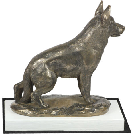 Berger allemand, alsacien - statuette de chien, figurine sur socle blanc, trophée pour une exposition canine par Art-Dog (1/5)