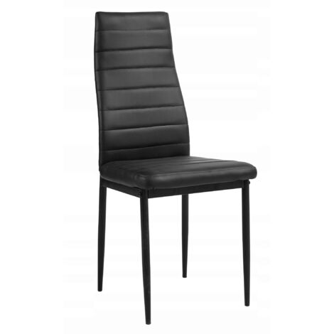 FAUTEUIL EN CUIR NOIR, PIEDS EN MÉTAL NOIR, PROFILÉ, POUR SALON, CLASSIQUE (1/5)