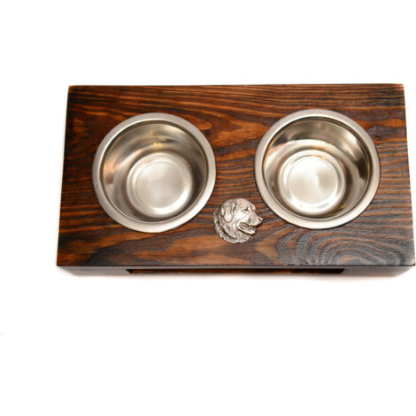 Leonberger - Support en bois avec gamelles pour chien, gamelles en acier, cadeau pour adopter un chien d'Art-Dog (1/5)