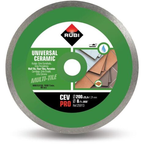 Rubi – Disque diamant pour meuleuse 200 mm – Jante continue pour céramique – Coupe précise sans éclats – 25913