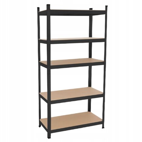 Étagère de rangement métallique, garage, bureau, pliable, noire, 180 x 90 x 30 cm, 875 kJ (1/5)
