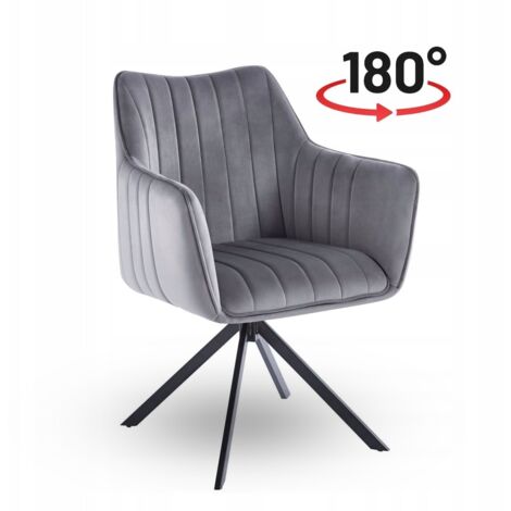 FAUTEUIL PIVOTANT EN VELOURS GRIS, REVÊTU DE 180 DEGRÉS, MODERN FURNITEX (1/5)