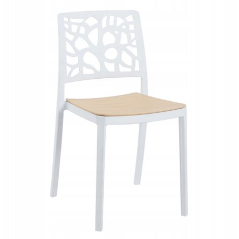 Chaise de jardin blanche en plastique pour balcon ou terrasse, empilable (1/5)