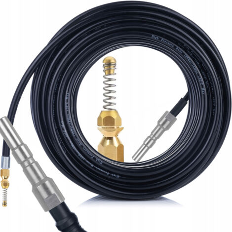 Rosfix Tuyau de Canalisation 10m avec Buse à Ressort Laiton – 200 Bar, 60°C Flexible et Résistant compatible avec nettoyeur haute pression Kranzle D12, Nilfisk Alto/KEW (1/5)