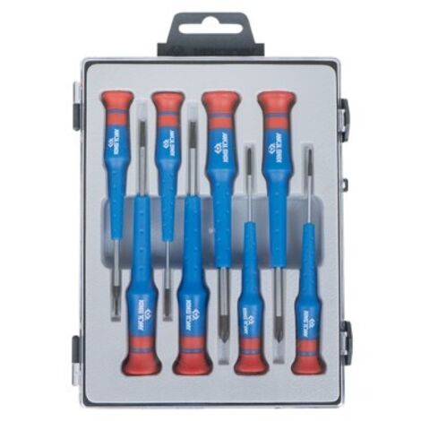 Jeu de 8 tournevis de précision Phillips et à fente – Longueur 40 mm – Empreintes variées pour travaux de précision – King Tony