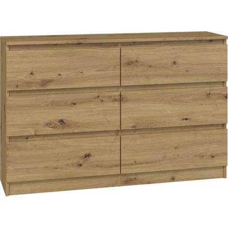 Topeshop – Commode moderne 120 cm – Chêne artisan – 4 tiroirs sans poignées – Design minimaliste pour chambre ou salon