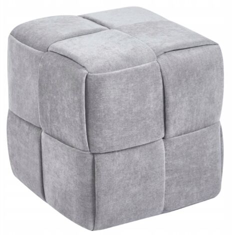 Pouf repose-pieds gris rembourré avec assise en tissu tissé MALOY