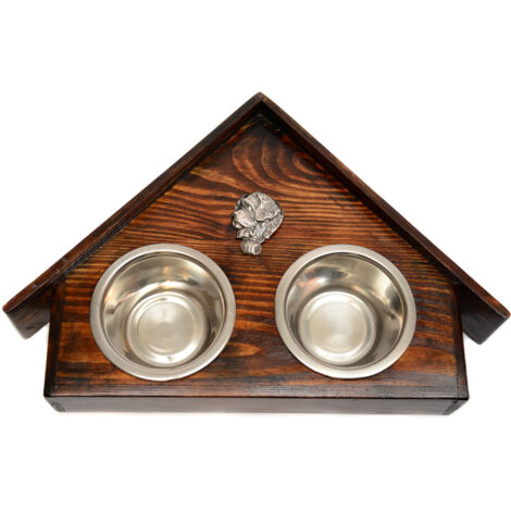 Saint Bernard, Holy Dog Bernarda - Support en bois avec gamelles pour chien, gamelles décoratives pour chien, cadeau pour adopter un chien par Art-Dog (1/5)