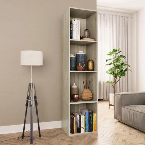 Vidaxl – Bibliothèque mobile chêne sonoma – 4 compartiments – Dimensions 36x30x143 cm – Panneaux de particules – Meuble TV élégant (1/7)
