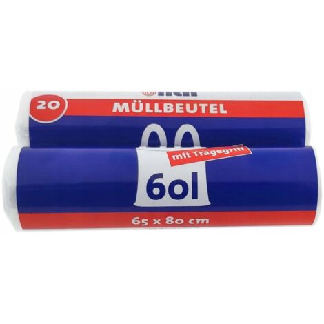 Sacs poubelle avec poignées 60 L / 20 unités (1/2)