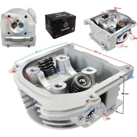 Culasse de scooter Moretti 4T 80cc 139QMB à soupapes courtes sans recirculation