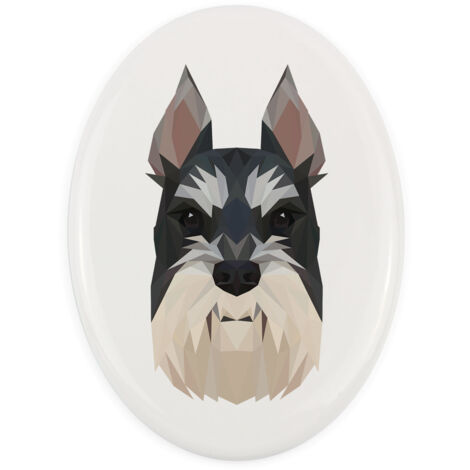 Schnauzer, Schnauzer I - une plaque avec une photo et une inscription géométrique par Art-Dog (1/4)