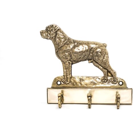 Rottweiler - Porte-clés avec chien, support en laiton pour accessoires pour chien, décoration élégante pour le couloir par Art-Dog (1/5)