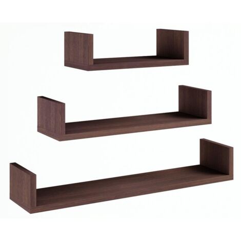 Étagère suspendue EX3 SMALL wengé lot de 3 étagères (1/3)