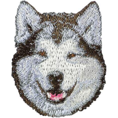 Écusson brodé en forme de Malamute d'Alaska, une décoration unique pour sac à dos signée Art-Dog. (1/3)