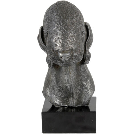 Bedlington Terrier, Rothbury Terrier - Figurine sur marbre, recouverte de métal argenté, faite à la main, marque Art-Dog (1/5)
