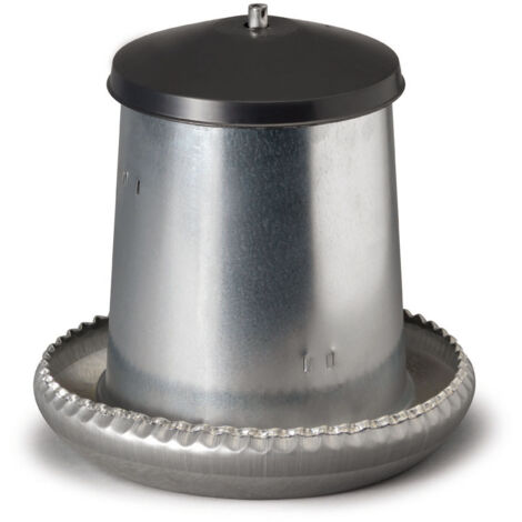 Mangeoire galvanisée 5kg avec couvercle amovible – Résistante aux intempéries – Protection contre l'humidité – Pour poules et volailles – River Systems