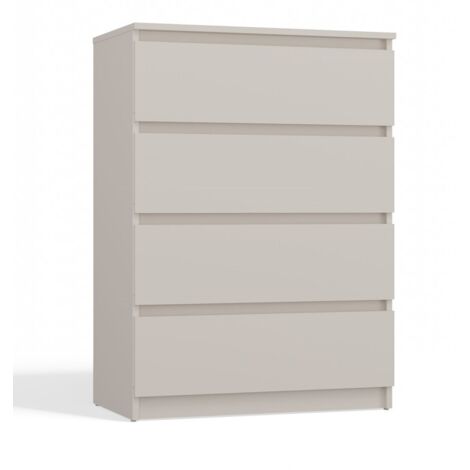 Topeshop – Commode moderne 4 tiroirs couleur cachemire – Design minimaliste sans poignées – Dimensions 70x40x97 cm – Panneaux de particules laminés (1/4)