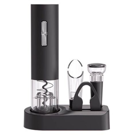 Cokunst Ensemble tire-bouchon électrique avec support, tire-bouchon à chargement USB, décapsuleur rechargeable en un clic avec bec verseur, bouchons à vide, coupe-capsule pour maison, fête, mariage