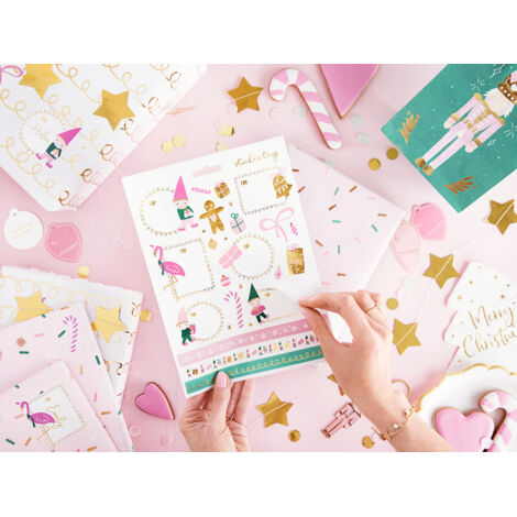 Autocollants de Noël Elfes, mix (1 boîte / 50 pcs.) (1/4)