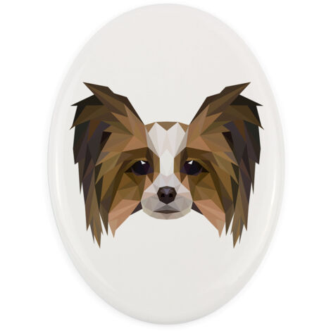 Papillon, Épagneul Continental - un panneau avec une photo et une inscription géométrique par Art-Dog (1/4)