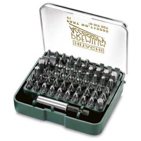Hikoki – Jeu d'accessoires de tournevis 715000 – 61 embouts 1/4'' – Empreintes torx et cruciforme – Pour vis bois dur et métal (1/3)