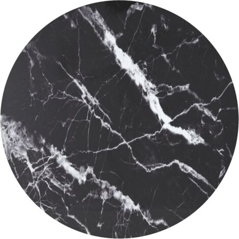 Vidaxl – Dessus de table noir Ø90 cm en verre trempé – Épaisseur 1 cm – Design marbre élégant pour tables à manger et basses