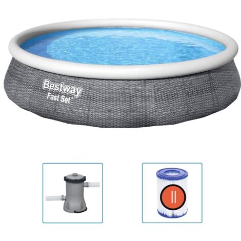 Bestway – Piscine gonflable Fast Set 396x84 cm – Parois renforcées en Tritech – Capacité 7340 L – Pompe de filtration 2006 L/h incluse