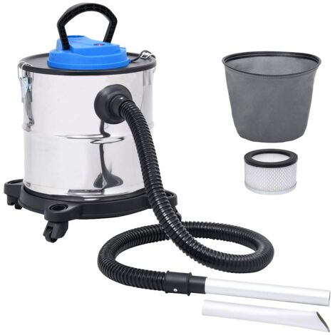 Vidaxl – Aspirateur à cendres 1200W – Filtre HEPA – Bac de 20 L en acier inoxydable – Tuyau métallique flexible pour zones difficiles d'accès