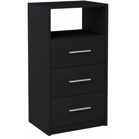 Commode 3SO NOIR 40cm tiroirs étagère (1/2)